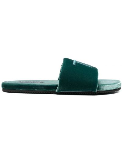 Žametne sandali iz rebrastega žameta Tom Ford zelena
