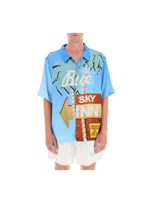 Satynowa koszula z nadrukiem Blue Sky Inn niebieska