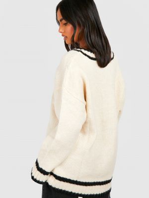 Трикотажный свитер с v-образным вырезом Boohoo бежевый