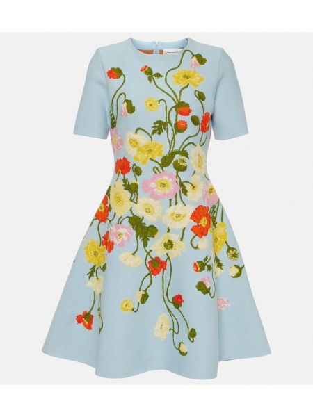 Mini vestido de flores de tejido jacquard Oscar De La Renta