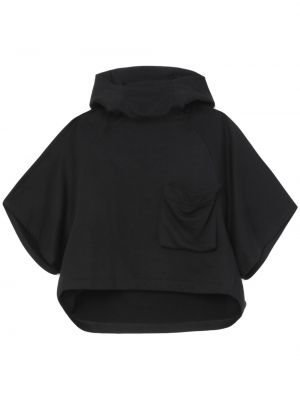 Pamučna hoodie s kapuljačom bootcut Y's crna