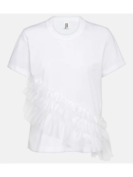 Памучна тениска от джърси от тюл Noir Kei Ninomiya бяло