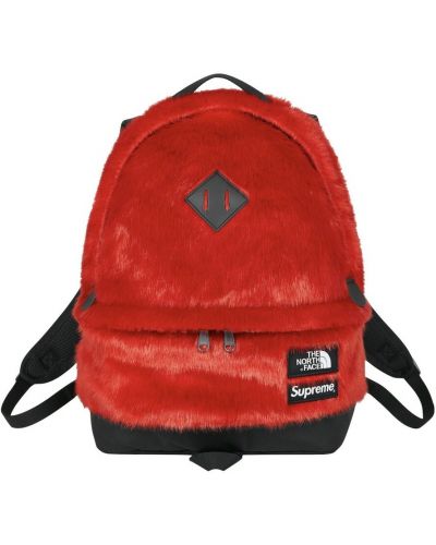 Plecak z futerkiem Supreme, czerwony