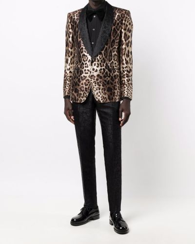 Traje con botones con estampado leopardo Dolce & Gabbana marrón