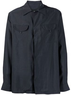 Риза с копчета Giorgio Armani синьо