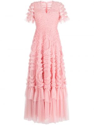 Rochie lunga cu volane Needle & Thread roz