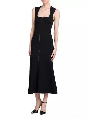 Платье миди с квадратным вырезом с рюшами Giorgio Armani черное