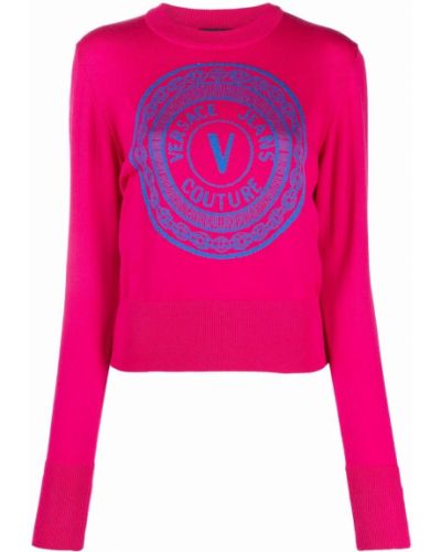 Jersey con estampado de tela jersey Versace Jeans Couture rosa