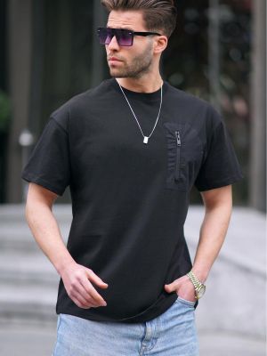 Polo marškinėliai su kišenėmis Madmext juoda
