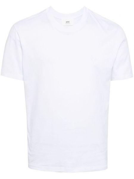 Βαμβακερή μπλούζα με στρογγυλή λαιμόκοψη Ami Paris λευκό