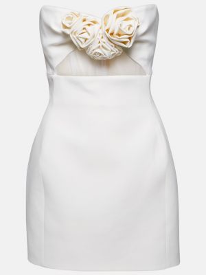 Шерстяное мини-платье с цветочной аппликацией MAGDA BUTRYM бежевый