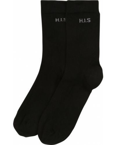 Bavlnené nylonové ponožky s vysokým pásom H.i.s - čierna