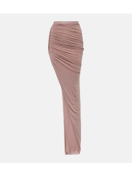 Асимметричная длинная юбка с высокой талией Rick Owens розовая
