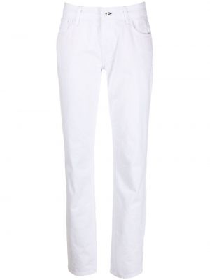Proste spodnie bawełniane klasyczne z paskiem Rag & Bone - biały