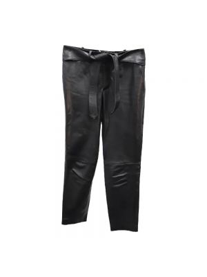 Spodnie skórzane Saint Laurent Vintage czarne