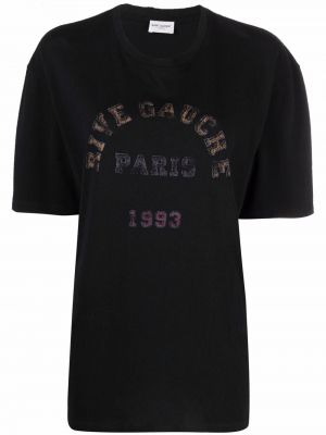Camiseta con estampado Saint Laurent negro
