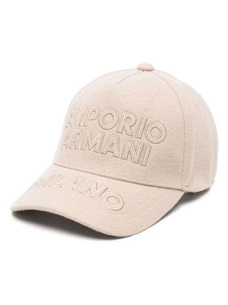 Haftowana czapka z daszkiem Emporio Armani brązowa