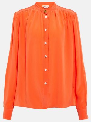 Bluză cu nasturi de mătase de puf Marni portocaliu