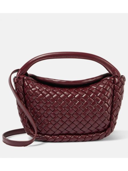 Læder mini taske Bottega Veneta bourgogne