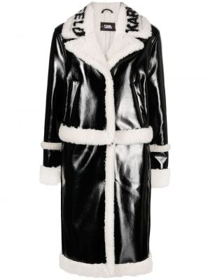 Długi płaszcz z futerkiem z nadrukiem Karl Lagerfeld - biały