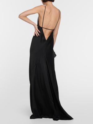 Saténové dlouhé šaty Victoria Beckham čierna
