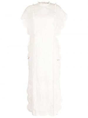 Kokvilnas midi kleita ar ziediem Zimmermann balts