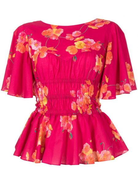 Pamučna bluza s cvjetnim printom s printom Isolda ružičasta