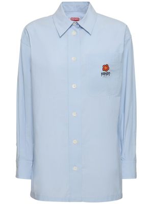 Gėlėta medvilninė marškiniai Kenzo Paris mėlyna