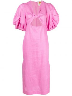 Lniana sukienka midi Farm Rio różowa