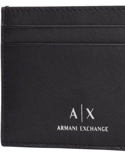 Usnjena denarnica s potiskom Armani Exchange črna