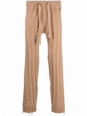 Pantalones rectos con cordones de punto Laneus marrón