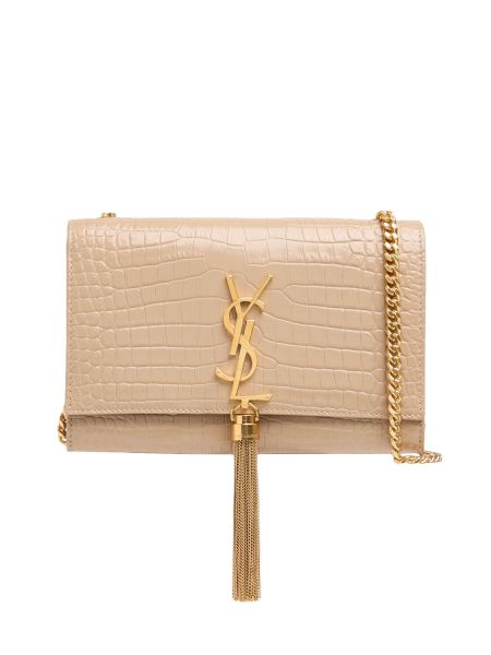 Nahka mini laukku Saint Laurent beige