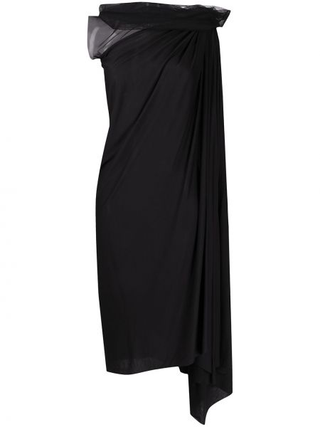 Платье с драпировкой асимметричного кроя Rick Owens Lilies, черное