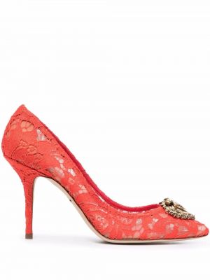 Calzado con tacón con corazón Dolce & Gabbana rojo