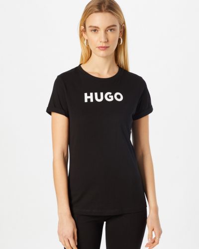 Slim fit priliehavé tričko Hugo čierna