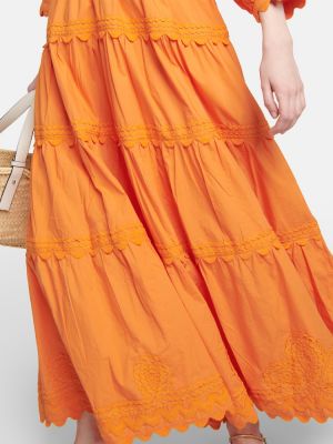 Medvilninis siuvinėtas maksi suknelė Juliet Dunn oranžinė