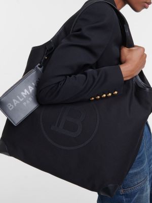 Τσάντα shopper με κέντημα Balmain μαύρο