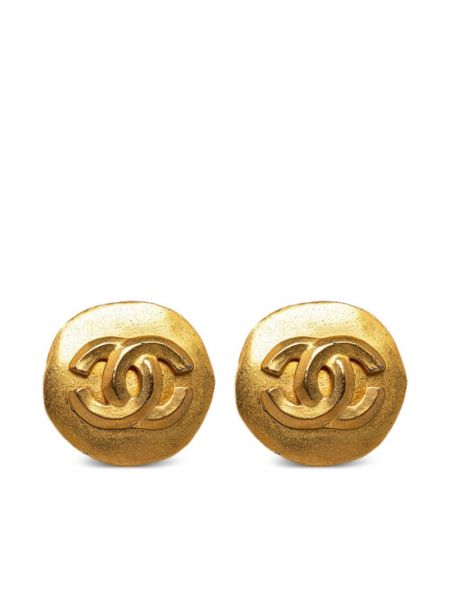 Cercei cu nasturi Chanel Pre-owned auriu