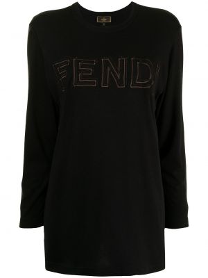 Camiseta con bordado Fendi Pre-owned negro