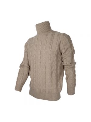 Jersey cuello alto de lana de cachemir slim fit Cashmere Company beige