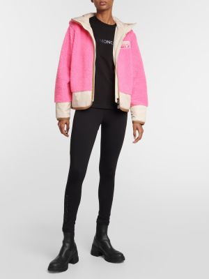 Fleecová lyžařská bunda s kapucí Moncler Grenoble růžová