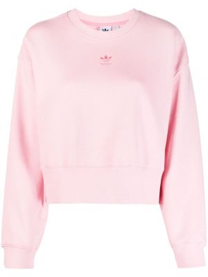 Hímzett fleece melegítő felső Adidas rózsaszín