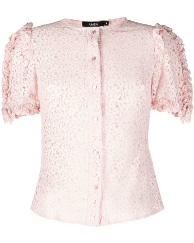 Floral kort bluse Amen rosa