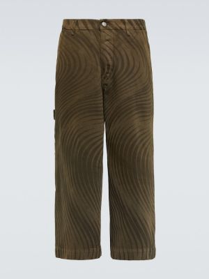 Pantaloni din bumbac cu imagine Dries Van Noten maro