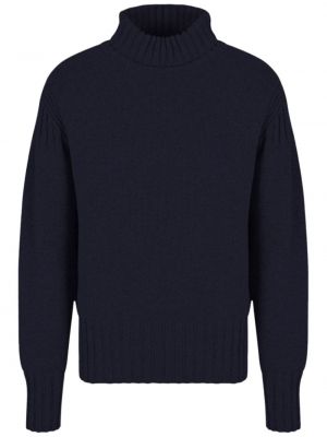 Pletený vlnený sveter Emporio Armani modrá