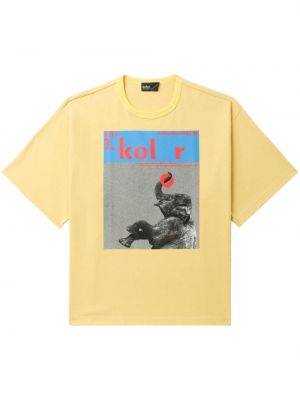 Bavlněné tričko s potiskem Kolor žluté