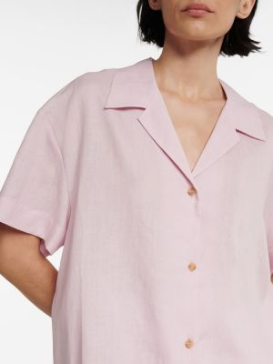 Lněná košile Asceno růžová