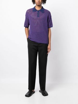Polo à rayures en tricot ajouré Bode violet