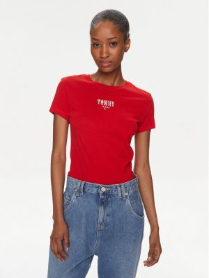 Marškinėliai slim fit Tommy Jeans raudona