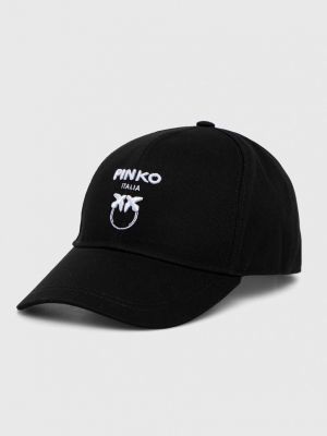 Памучна шапка с козирки с апликация Pinko черно